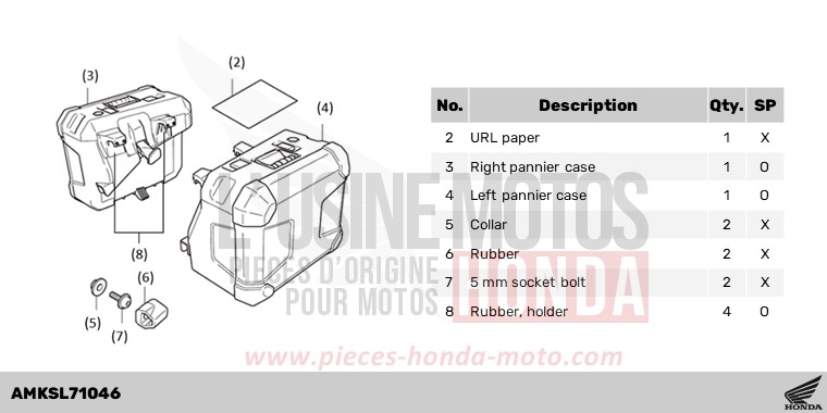 KIT,PANNIER CASE (PLA) de Africa Twin DCT GRAND PRIX RED (R380B) 2023